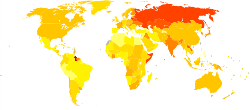 File:Self-inflicted injuries world map - DALY - WHO2004.svg