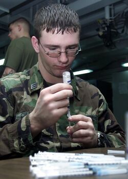 US Navy 030114-N-5027S-002 Preparing Anthrax vaccine aboard USS Saipan.jpg