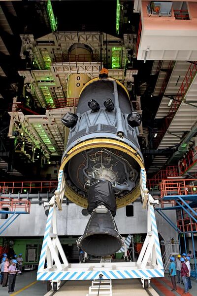 File:GSLV Mk III M1, Chandrayaan-2 - C25 cryogenic stage at Vehicle Assembly Building for vehicle integration.jpg