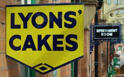 Lyons Cakes enamel sign at the GCR.jpg