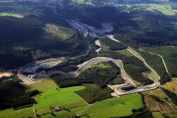 An aerial view of Spa Francorchamps motor racing circuit