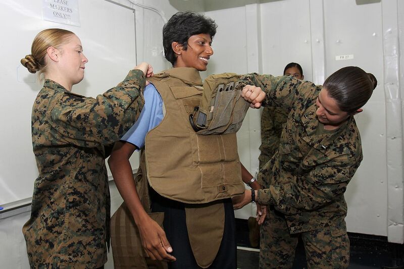 File:US Navy 100714-M-6044V-029 Marine Corps Sgt. Krystal L. Marshall, left, communications detachment maintenance chief, and 1st Lt. Briana Carter, assistant operations officer of Combat Logistics Battalion 15.jpg