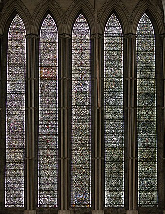 York Minster window n16 "The Five sisters" (16157008236).jpg