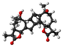 Ball-and-stick model of the absinthin molecule