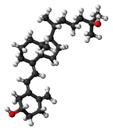 Ball-and-stick model of the calcifediol molecule