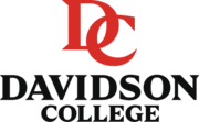 Serif capital D and C letters, interlocking, in red, above "Davidson College" in black.