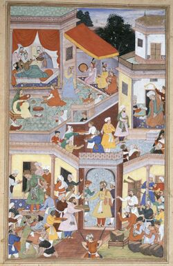 Geburt Timurs, 1. Akbar-nama.jpg