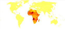 Schistosomiasis world map - DALY - WHO2002.svg