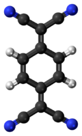Ball-and-stick model of the tetracyanoquinodimethane molecule