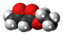 Space-filling model of the ethyl acetoacetate molecule