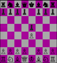 A screenshot of the GNU Chess program in graphic mode showing the chessboard with Unicode characters.