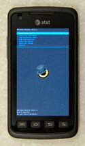 Samsung phone running ClockworkMod recovery