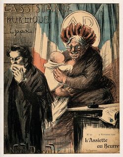 An old wet nurse; symbolising France as nanny-state and publ Wellcome V0011830.jpg