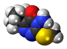 Space-filling model of the metribuzin molecule