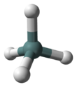 Ball-and-stick model of the germane molecule