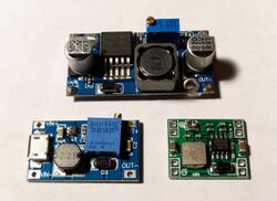 LM2596 buck converter module, MP1584 buck converter module, and SDB628 boost converter module.jpg