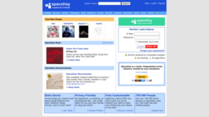 Spacehey homepage, October 2023.png