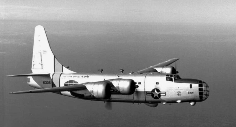 File:U.S. Coast Guard Consolidated P4Y-2G Privateer in flight, circa in the 1950s.jpg