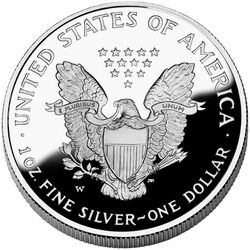 Image of the reverse side of an American Eagle silver coin