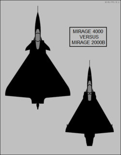 Dassault Mirage 4000 and Mirage 2000B top-view silhouette comparison.png