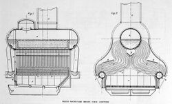 longitudinal and cross sections of a Reed water tube boiler