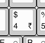 Image of part of the number line of a keyboard, showing the Indian Rupee sign beside the figure 4