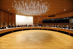 Nordiska radets presidium haller mote med de nordiska statsministrarna under session i Helsingfors 2008-10-28.jpg