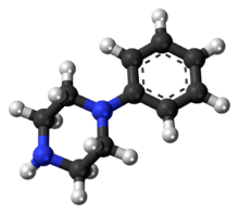 Ball-and-stick model of the phenylpiperazine molecule