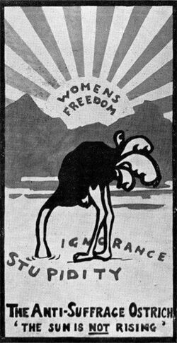 The Anti-suffrage Ostrich (1909 – c. 1914) by the Suffrage Atelier.jpg