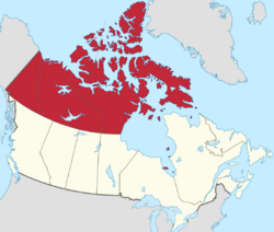 Northern Canada, defined politically to comprise (from west to east) Yukon, Northwest Territories and Nunavut.
