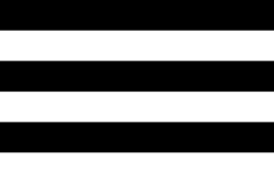 A flag with six horizontal stripes, alternating between black and white