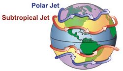 Schematic of the polar and subtropical jet streams on Earth