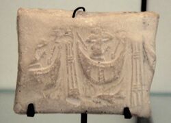 Susa III or Proto-Elamite cylinder seal 3150-2800 BC Mythological being on a boat Louvre Museum Sb 6379.jpg