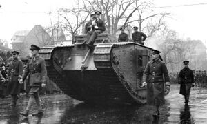 British tank Britannia in Victory Loan Parade, Toronto, ONT.jpg