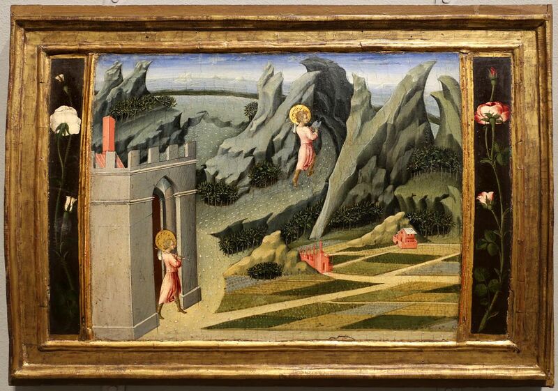 File:Giovanni di paolo, scene della vita del battista, 1454, 02 partenza per il deserto 1.jpg