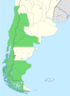 Symphyotrichum glabrifolium native distribution map: Argentine provinces — Mendoza, Neuquén, Río Negro, and Santa Cruz; and central and south Chile.