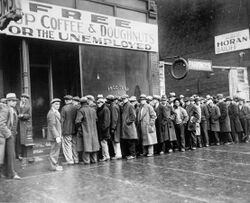 Unemployed men queued outside a depression soup kitchen opened in Chicago by Al Capone, 02-1931 - NARA - 541927.jpg