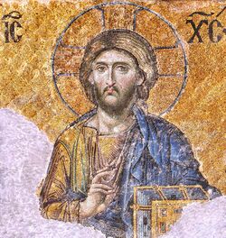 Christ Pantocrator mosaic from Hagia Sophia 2744 x 2900 pixels 3.1 MB.jpg