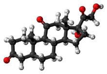 Ball-and-stick model of the dihydrocortisone molecule
