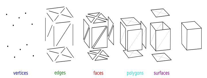 Elements of polygonal mesh modeling.
