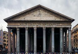 Ancient Roman Pantheon structure bearing stamped letters