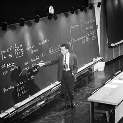 Cocconi giving a lecture in CERN's main auditorium 1967.jpg