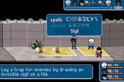 A battle in the Garden levels of Ikenfell, with the player party attacking a group of enemies.