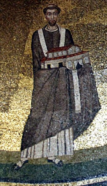 File:Pope Honorius I - Apse mosaic - Sant'Agnese fuori le mura - Rome 2016.jpg