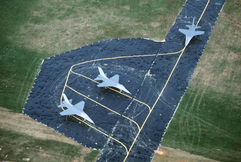 File:F-16 mockups on fake runway Spangdahlem AB 1985.JPEG