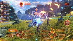 Combat in Xenoblade Chronicles 3. The picture above shows the party fighting one of the hostile wildlifes spread throughout the game world.