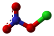 Ball and stick model of chlorine nitrate