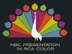 NBC title card, promoting their broadcast "in RCA colour".