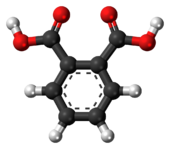 Ball-and-stick model of the phthalic acid molecule