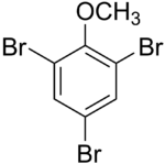 Skeletal formula of 2,4,6-tribromoanisole